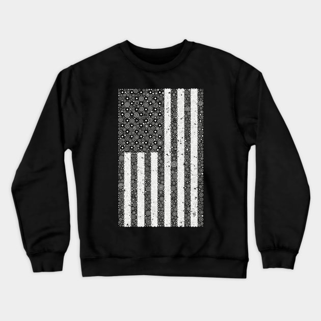 Distressed Black American Flag Circle Design Crewneck Sweatshirt by pbdotman